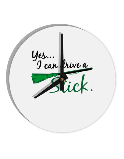 Drive Stick Green 10 InchRound Wall Clock-Wall Clock-TooLoud-White-Davson Sales