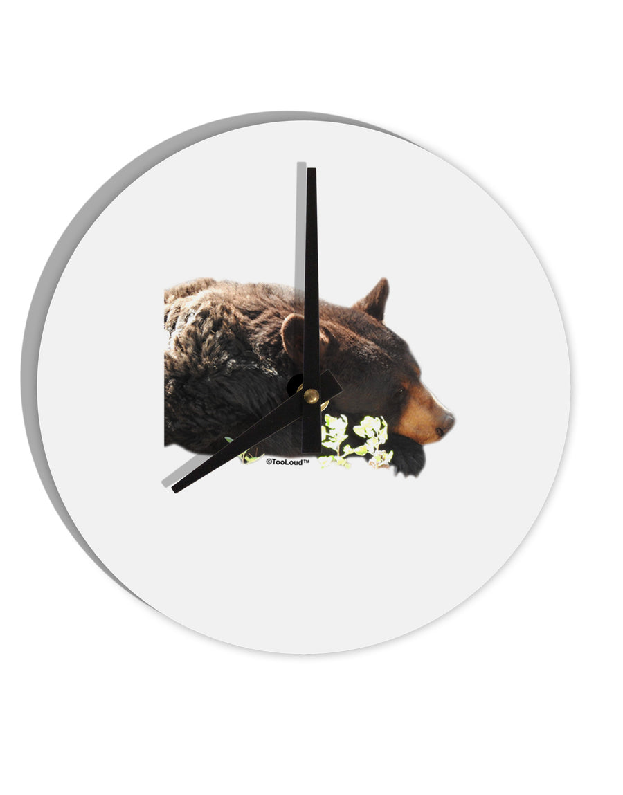 Laying Black Bear Cutout 10 InchRound Wall Clock-Wall Clock-TooLoud-White-Davson Sales