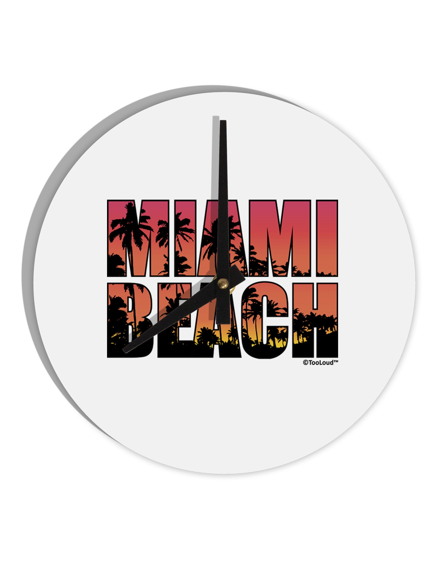 Miami Beach - Sunset Palm Trees 10 InchRound Wall Clock by TooLoud-Wall Clock-TooLoud-White-Davson Sales