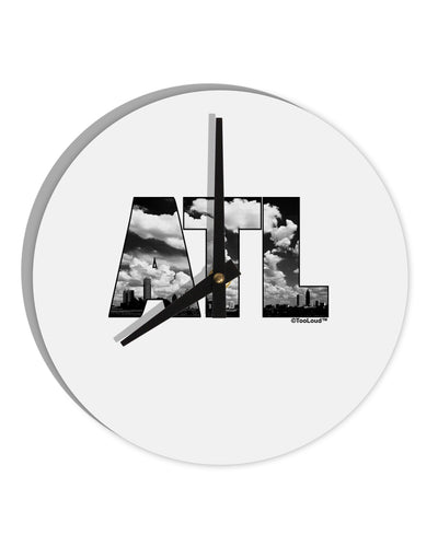 ATL Atlanta Text 10 InchRound Wall Clock by TooLoud-Wall Clock-TooLoud-White-Davson Sales