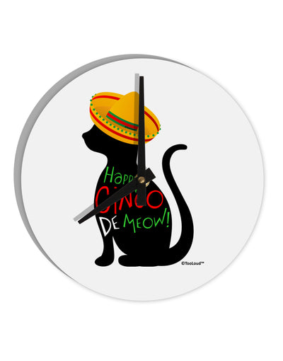 Happy Cinco de Meow - Cinco de Mayo Cat 10 InchRound Wall Clock by TooLoud-Wall Clock-TooLoud-White-Davson Sales