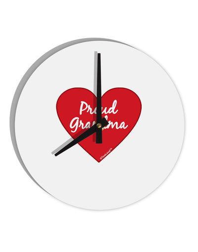 Proud Grandma Heart 10 InchRound Wall Clock by TooLoud-Wall Clock-TooLoud-White-Davson Sales