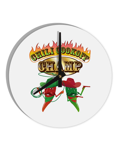 Cowboy Chili Cookoff Champ 10 InchRound Wall Clock-Wall Clock-TooLoud-White-Davson Sales