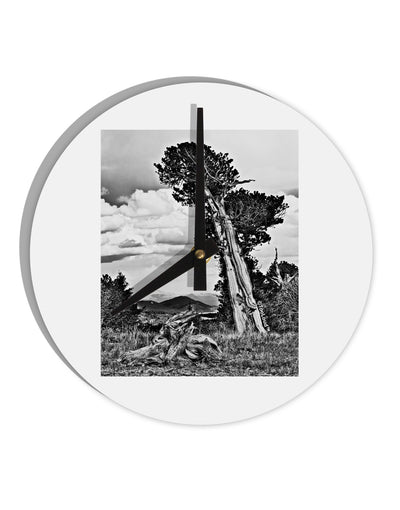 Colorado Landscape Monochrome 10 InchRound Wall Clock-Wall Clock-TooLoud-White-Davson Sales