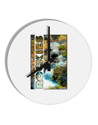 Rockies Waterfall with Text 10 InchRound Wall Clock-Wall Clock-TooLoud-White-Davson Sales