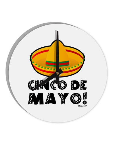 Sombrero Design - Cinco de Mayo 10 InchRound Wall Clock by TooLoud-Wall Clock-TooLoud-White-Davson Sales