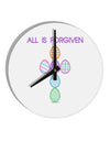 All is forgiven Cross Faux Applique 10 InchRound Wall Clock-Wall Clock-TooLoud-White-Davson Sales