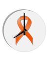 Leukemia Awareness Ribbon - Orange 10 InchRound Wall Clock-Wall Clock-TooLoud-White-Davson Sales