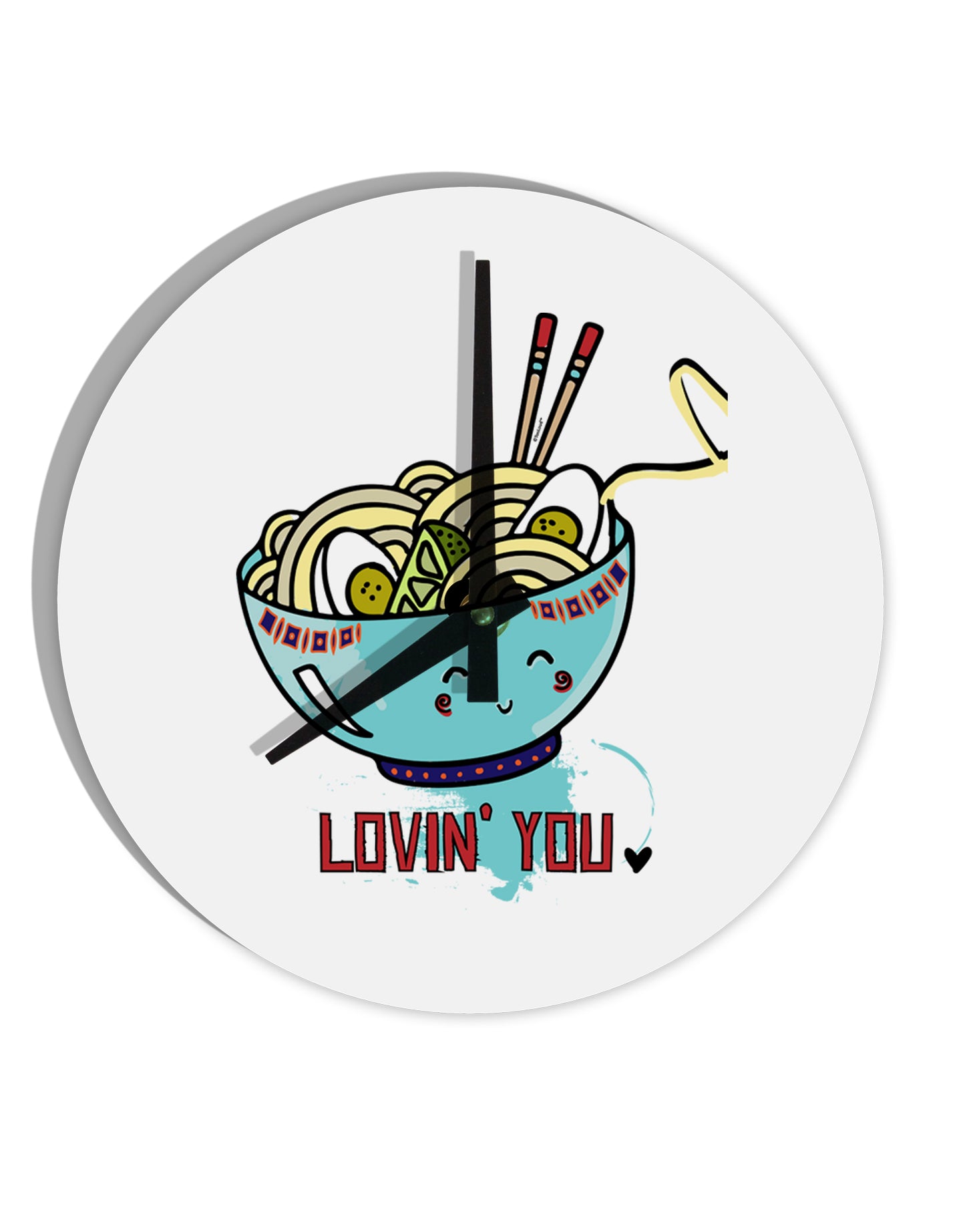 TooLoud Matching Lovin You Blue Pho Bowl 10 Inch Round Wall Clock-Wall Clock-TooLoud-Davson Sales