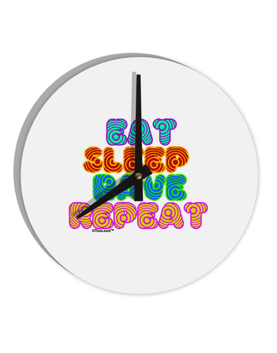 Eat Sleep Rave Repeat Hypnotic 10 InchRound Wall Clock by TooLoud-Wall Clock-TooLoud-White-Davson Sales