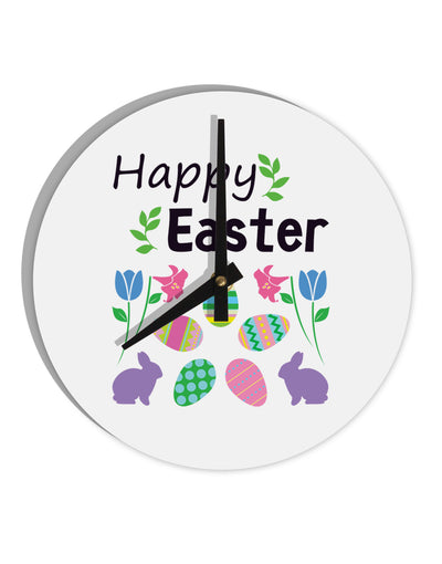 Happy Easter Design 10 InchRound Wall Clock-Wall Clock-TooLoud-White-Davson Sales
