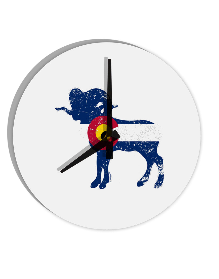 TooLoud Grunge Rocky Mountain Bighorn Sheep Flag 10 Inch Round Wall Clock-Wall Clock-TooLoud-Davson Sales