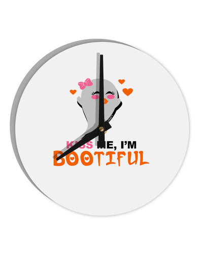 Kiss Me BOOtiful Ghost Orange 10 InchRound Wall Clock-Wall Clock-TooLoud-White-Davson Sales