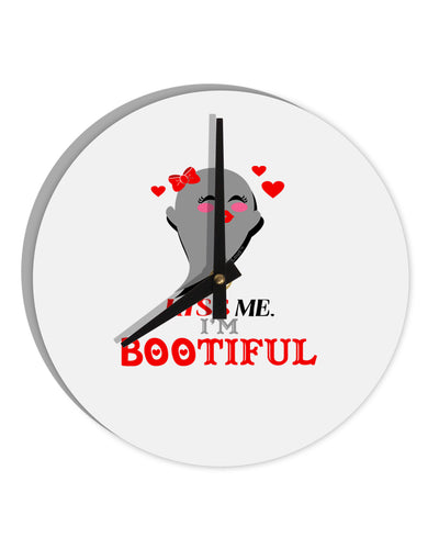 Kiss Me BOOtiful Ghost Red 10 InchRound Wall Clock-Wall Clock-TooLoud-White-Davson Sales