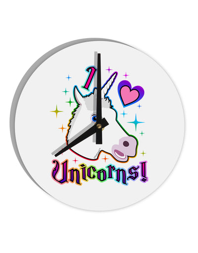 I love Unicorns 10 InchRound Wall Clock-Wall Clock-TooLoud-White-Davson Sales