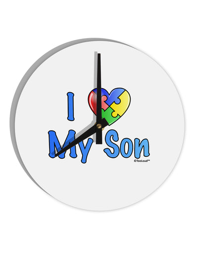 I Heart My Son - Autism Awareness 10 InchRound Wall Clock by TooLoud-Wall Clock-TooLoud-White-Davson Sales