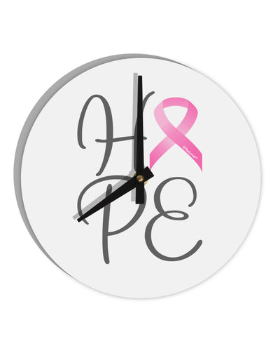 Hope - Breast Cancer Awareness Ribbon 10 InchRound Wall Clock-Wall Clock-TooLoud-White-Davson Sales