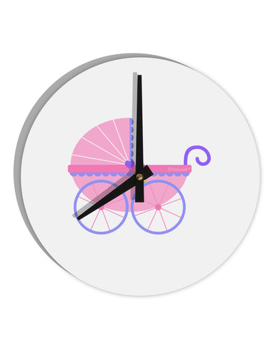 Baby Girl Carriage 10 InchRound Wall Clock-Wall Clock-TooLoud-White-Davson Sales