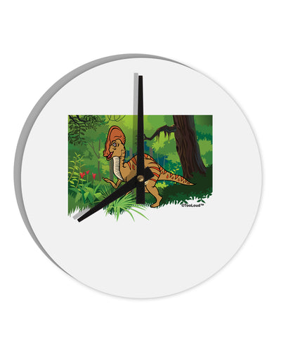 Parasaurolophus Walkeri - Without Name 10 InchRound Wall Clock by TooLoud-Wall Clock-TooLoud-White-Davson Sales