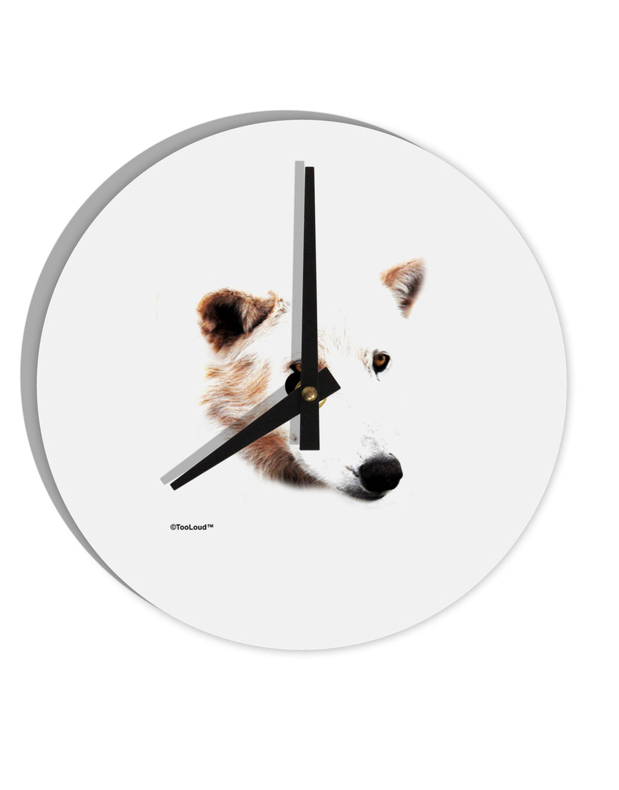 White Wolf Head Cutout 10 InchRound Wall Clock-Wall Clock-TooLoud-White-Davson Sales