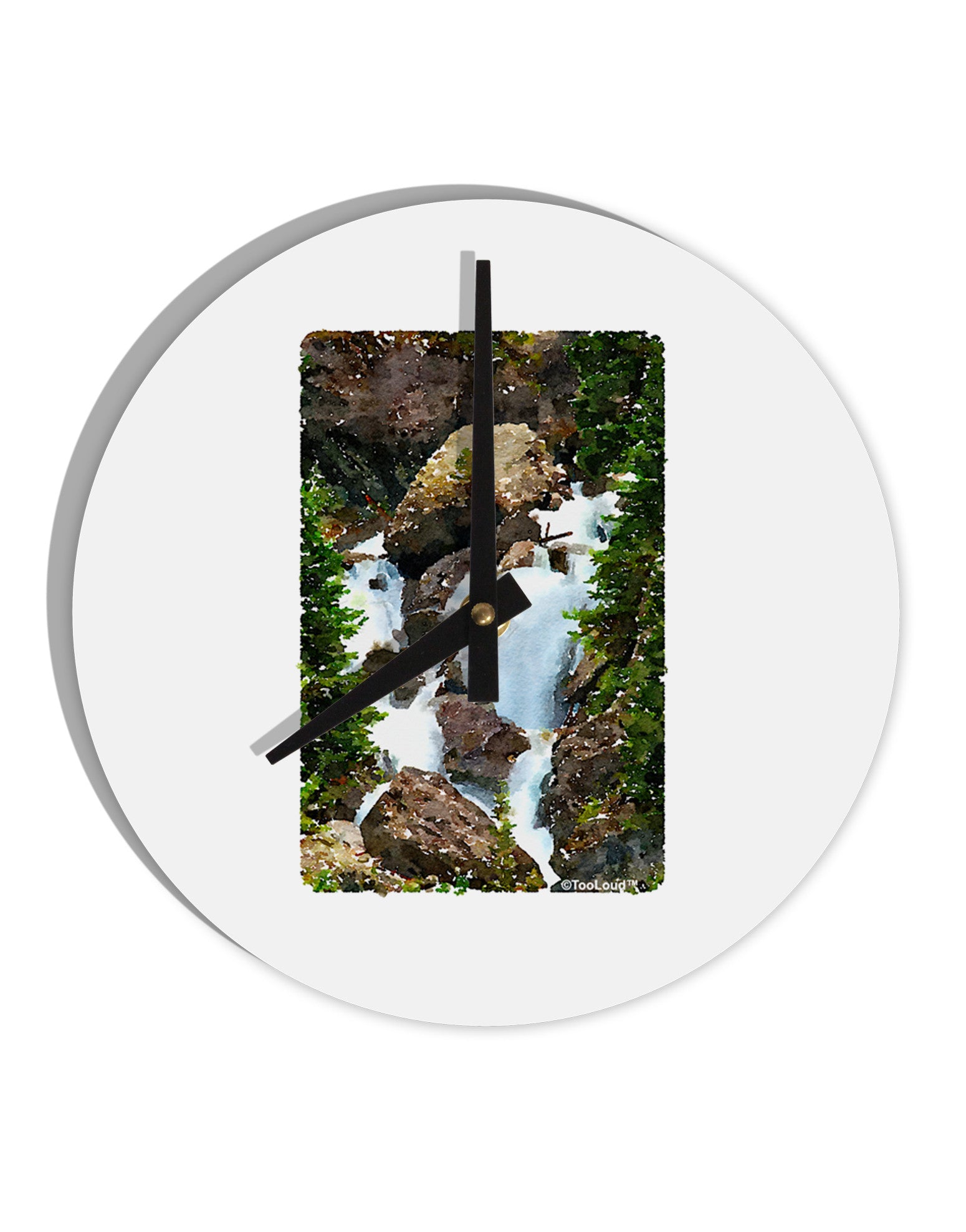 TooLoud Waterfall Watercolor 10 InchRound Wall Clock-Wall Clock-TooLoud-White-Davson Sales