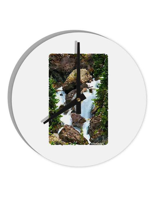 TooLoud Waterfall Watercolor 10 InchRound Wall Clock-Wall Clock-TooLoud-White-Davson Sales