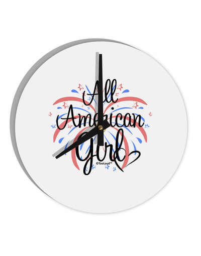 All American Girl - Fireworks and Heart 10 InchRound Wall Clock by TooLoud-Wall Clock-TooLoud-White-Davson Sales