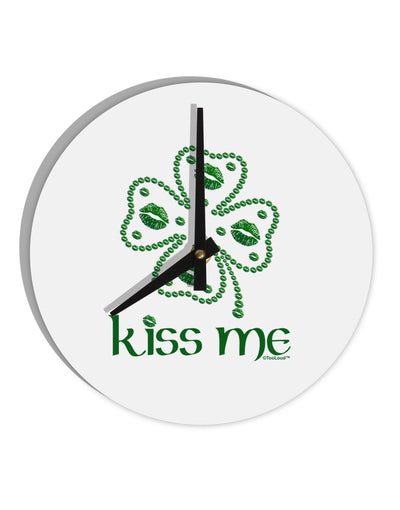 Kiss Me Clover 10 InchRound Wall Clock-Wall Clock-TooLoud-White-Davson Sales