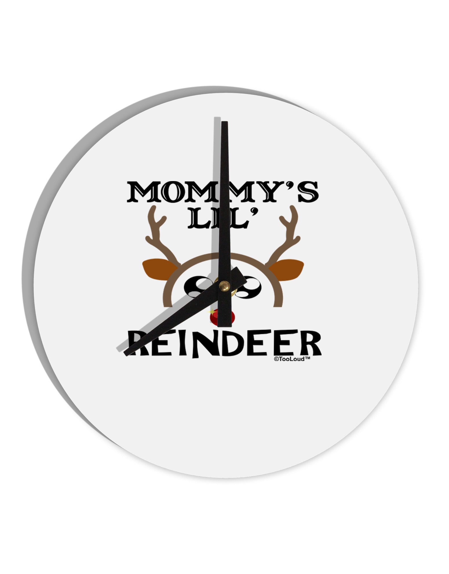 Mommy's Lil Reindeer Boy 10 InchRound Wall Clock-Wall Clock-TooLoud-White-Davson Sales