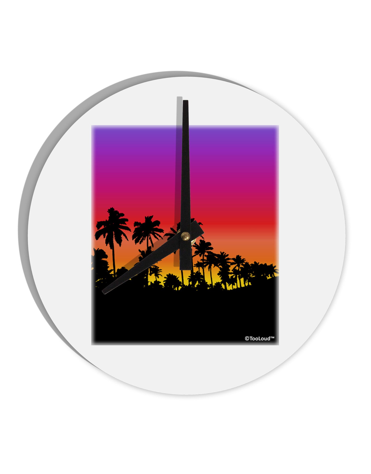 Palm Trees and Sunset Design 10 InchRound Wall Clock by TooLoud-Wall Clock-TooLoud-White-Davson Sales