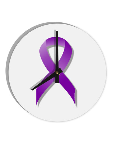 Epilepsy Awareness Ribbon - Purple 10 InchRound Wall Clock-Wall Clock-TooLoud-White-Davson Sales