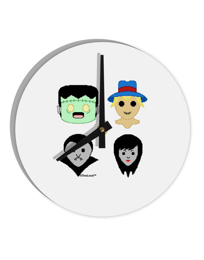 Cute Pixel Monsters 10 InchRound Wall Clock-Wall Clock-TooLoud-White-Davson Sales