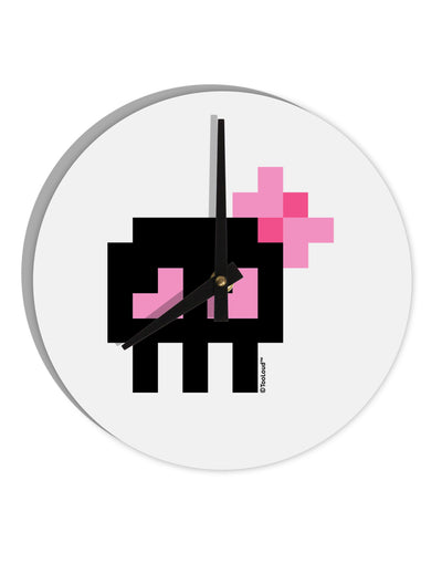 Retro 8-Bit Skull with Pink Bow 10 InchRound Wall Clock-Wall Clock-TooLoud-White-Davson Sales