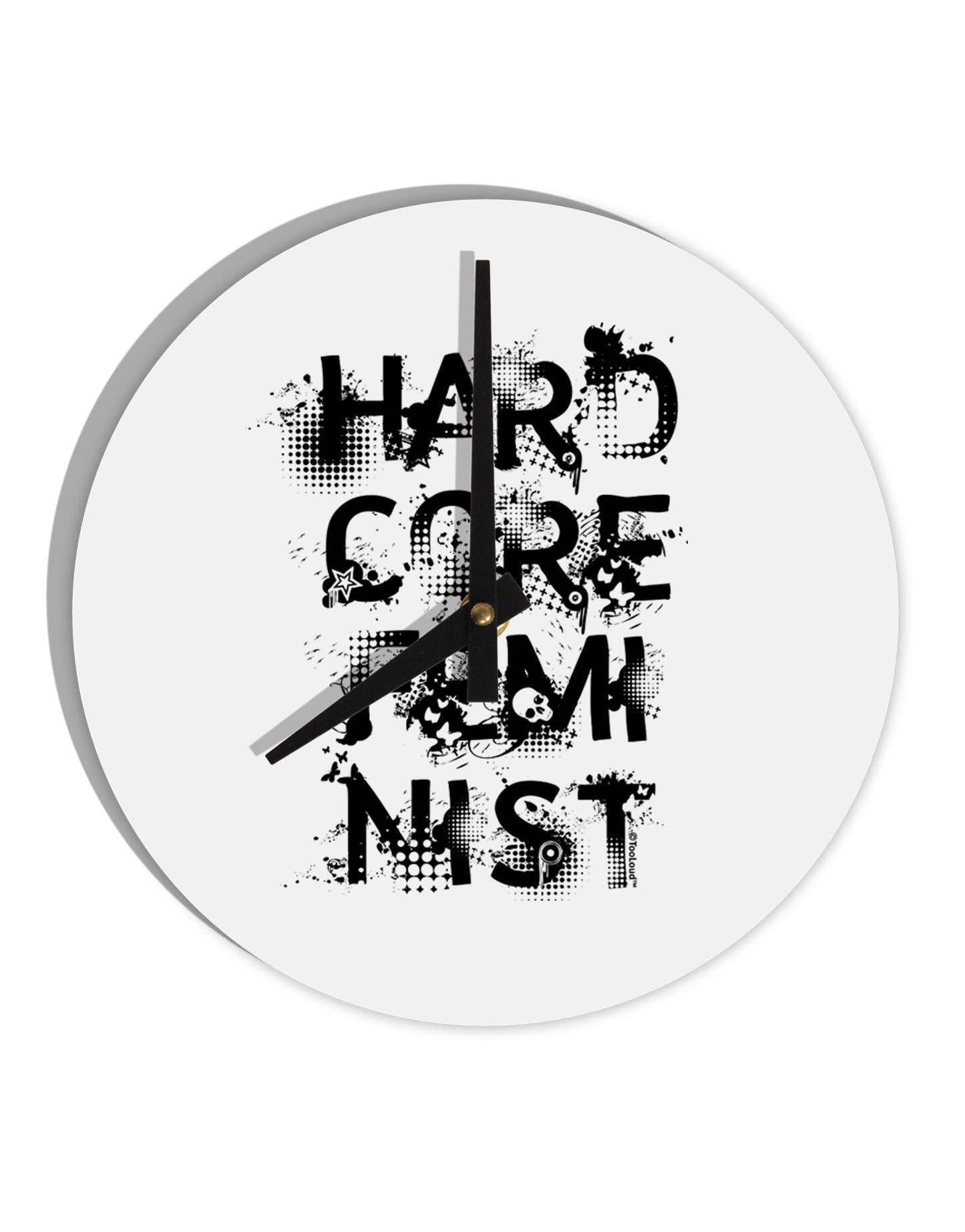 Hardcore Feminist 10 InchRound Wall Clock-Wall Clock-TooLoud-White-Davson Sales