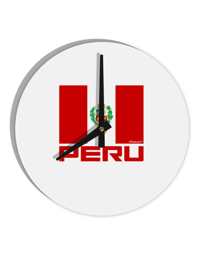 Peru Flag 10 InchRound Wall Clock-Wall Clock-TooLoud-White-Davson Sales