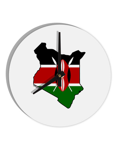 Kenya Flag Silhouette 10 InchRound Wall Clock-Wall Clock-TooLoud-White-Davson Sales