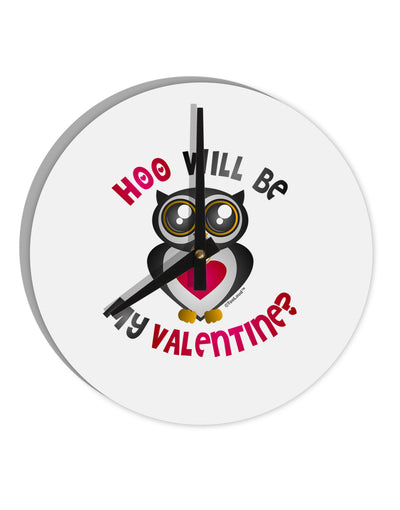 Hoo Will Be My Valentine 10 InchRound Wall Clock-Wall Clock-TooLoud-White-Davson Sales