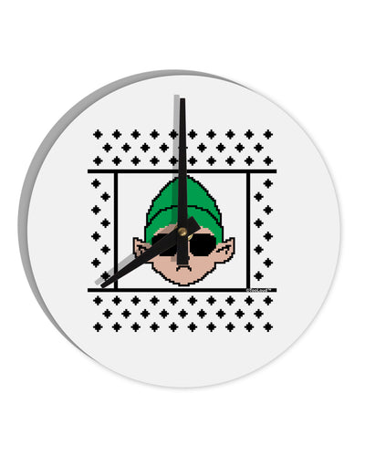 Cool Elf Christmas Sweater 10 InchRound Wall Clock-Wall Clock-TooLoud-White-Davson Sales