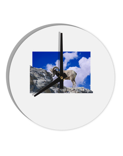 Bighorn Ram 10 InchRound Wall Clock-Wall Clock-TooLoud-White-Davson Sales