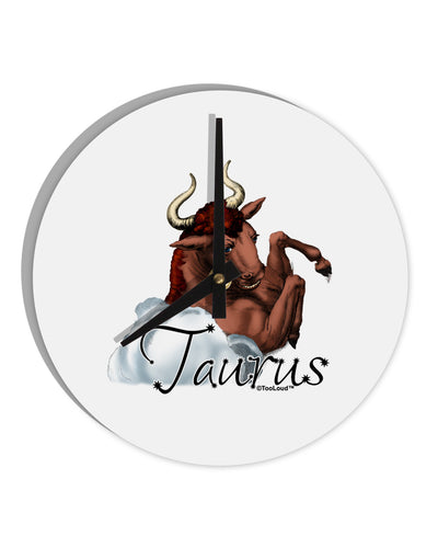 Taurus Color Illustration 10 InchRound Wall Clock-Wall Clock-TooLoud-White-Davson Sales