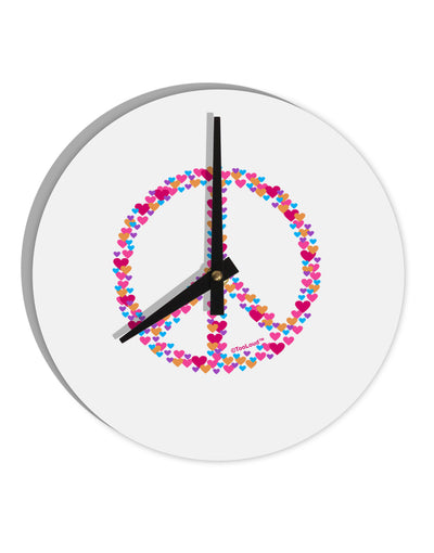 Peace Sign Hearts 10 InchRound Wall Clock-Wall Clock-TooLoud-White-Davson Sales