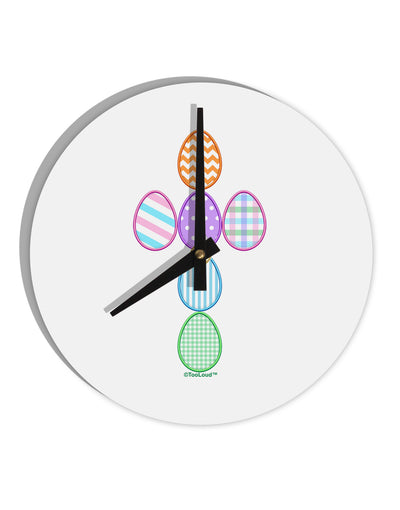 Easter Egg Cross Faux Applique 10 InchRound Wall Clock-Wall Clock-TooLoud-White-Davson Sales