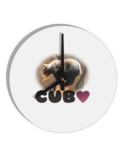 Balancing Bear Cub with Text 10 InchRound Wall Clock-Wall Clock-TooLoud-White-Davson Sales