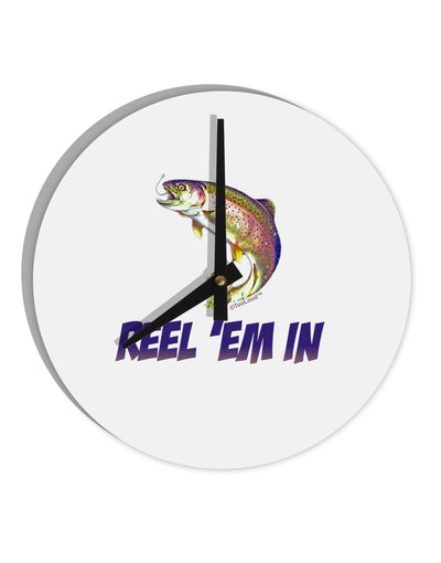 Rainbow Trout Reel Em In 10 InchRound Wall Clock-Wall Clock-TooLoud-White-Davson Sales