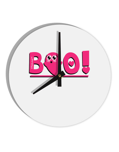 Cute Boo Text Pink 10 InchRound Wall Clock-Wall Clock-TooLoud-White-Davson Sales