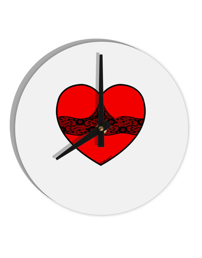 Black Lace Panty Heart 10 InchRound Wall Clock-Wall Clock-TooLoud-White-Davson Sales