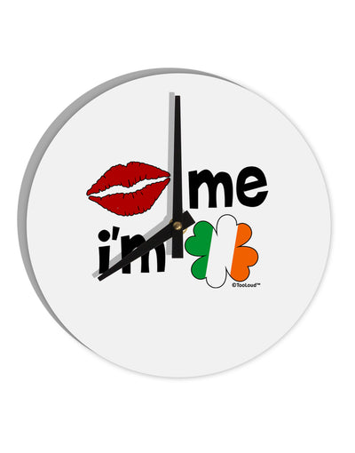 Kiss and Irish Flag Shamrock - Kiss Me I'm Irish 10 InchRound Wall Clock by TooLoud-Wall Clock-TooLoud-White-Davson Sales