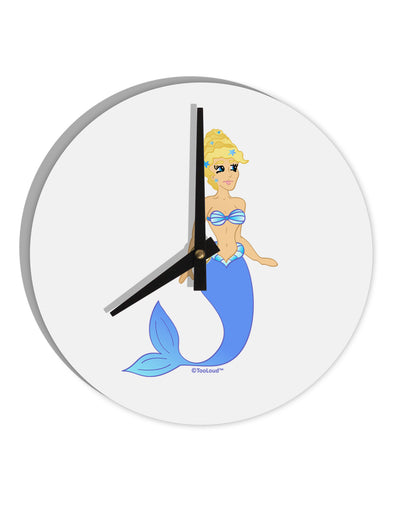 Mermaid Design - Blue 10 InchRound Wall Clock-Wall Clock-TooLoud-White-Davson Sales