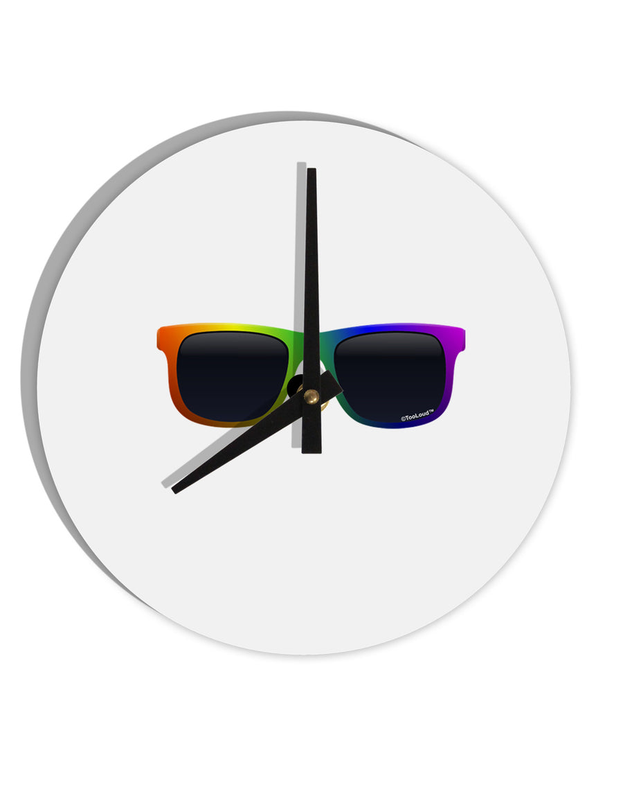 Pride Rainbow Glasses 10 InchRound Wall Clock by TooLoud-Wall Clock-TooLoud-White-Davson Sales