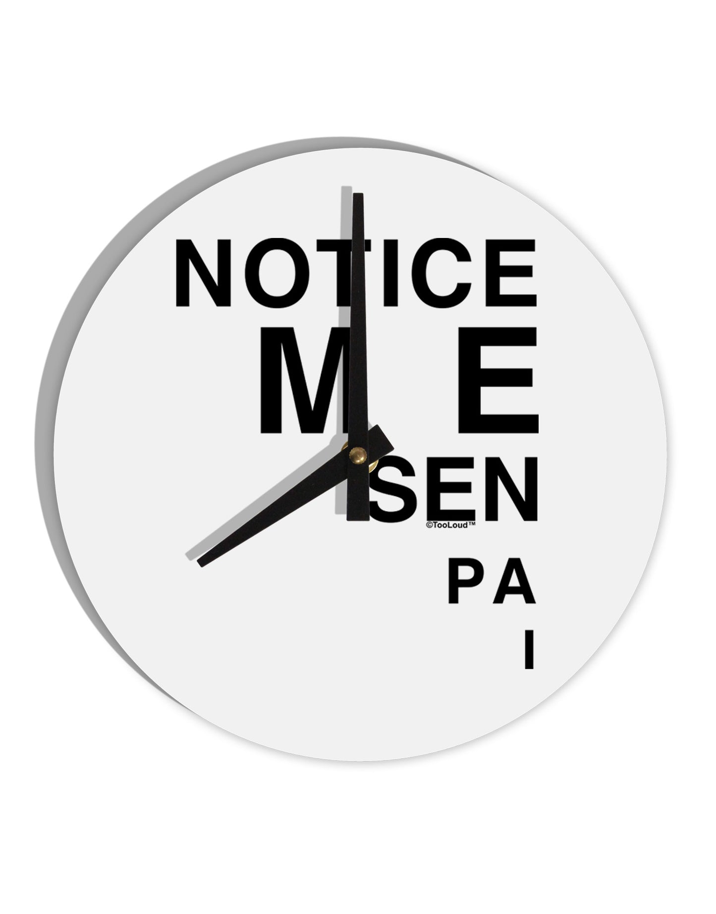 Notice Me Senpai Triangle Text 10 InchRound Wall Clock-Wall Clock-TooLoud-White-Davson Sales